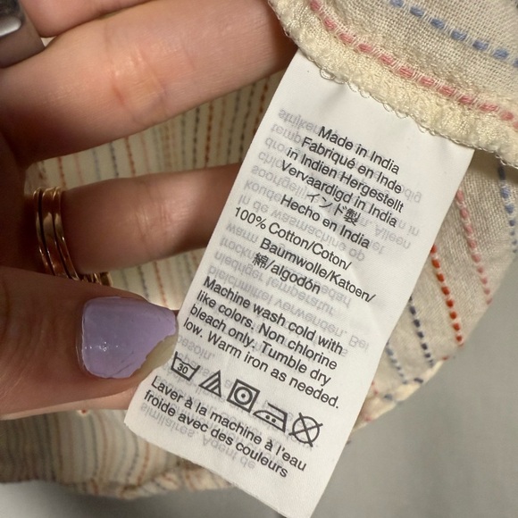 Madewell Courier White Shirt in Stitched Rainbow Stripe XL - Picture 10 of 10